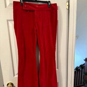 Juniors Tommy Jeans Red Velvet Flare Leg Pants Size 11